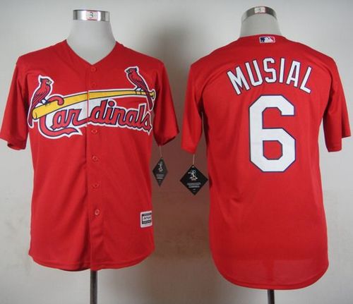 Cardinals #6 Stan Musial Red Cool Base Stitched MLB Jersey
